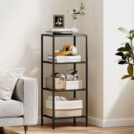 4-Tier Shelving Unit, Glass Shelf, Vertical Storage Shelf for Living Room, Home