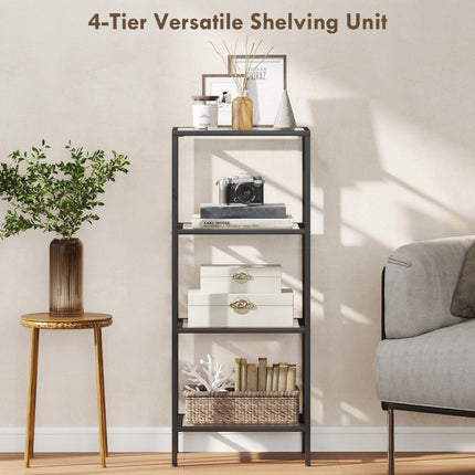 4-Tier Shelving Unit, Glass Shelf, Vertical Storage Shelf for Living Room, Home