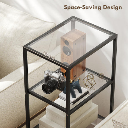 4-Tier Shelving Unit, Glass Shelf, Vertical Storage Shelf for Living Room, Home