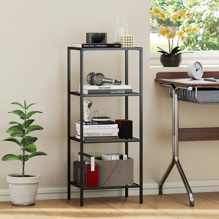 4-Tier Shelving Unit, Glass Shelf, Vertical Storage Shelf for Living Room, Home