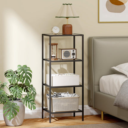 4-Tier Shelving Unit, Glass Shelf, Vertical Storage Shelf for Living Room, Home