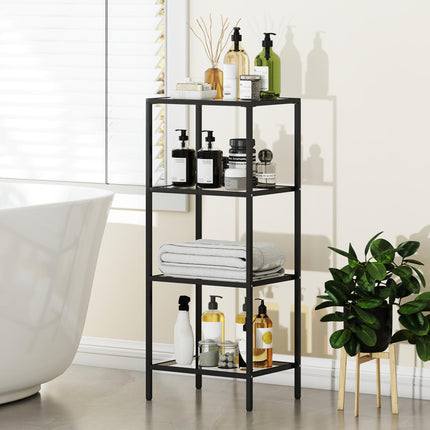 4-Tier Shelving Unit, Glass Shelf, Vertical Storage Shelf for Living Room, Home