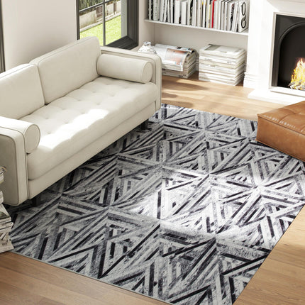 Modern Area Rug, Triangle Pattern Non-Slip Washable Rug, Chenille Floor Carpet F