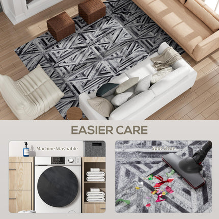 Modern Area Rug, Triangle Pattern Non-Slip Washable Rug, Chenille Floor Carpet F
