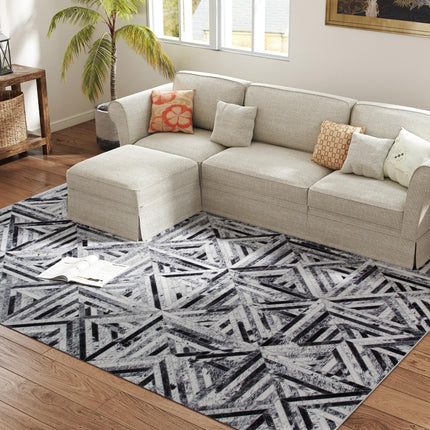 Modern Area Rug, Triangle Pattern Non-Slip Washable Rug, Chenille Floor Carpet F