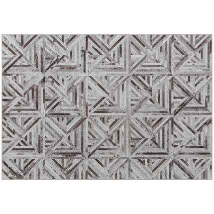 HOMCOM Modern Area Rug, Triangle Pattern Non-Slip Washable Rug, Chenille Floor Carpet for Living Room, Bedroom, Dining Room, Home Office, 290 x 200 cm, Brown
