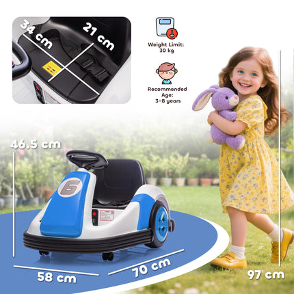 Kids Bumper Car with 360-Degree Rotation, 6V Electric Ride On Car with Music and Horn for 3-8 Years Old, Blue