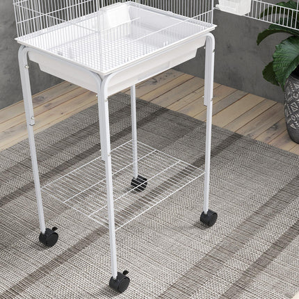 Bird Cage Budgie Cages for Finch Canary Parakeet with Stand Wheels Slide-out Tray Accessories Storage Shelf, White