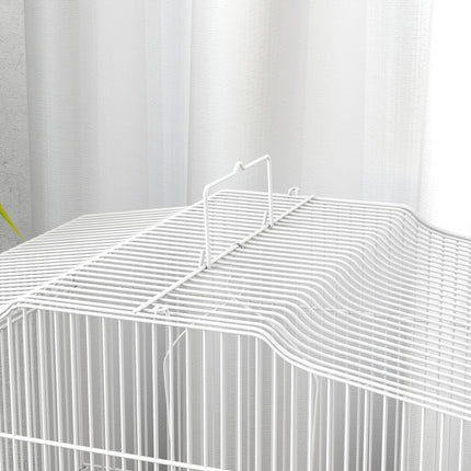 Large Metal Bird Cage with Perches, Food Bowls, Swing, for Budgies, Parakeets, White