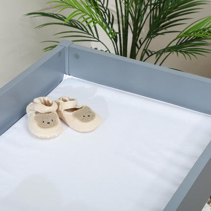 Baby Changing Unit with 4 Storage Drawers, Mat for Bedroom Nursery, 84 x 84.5 cm, Grey