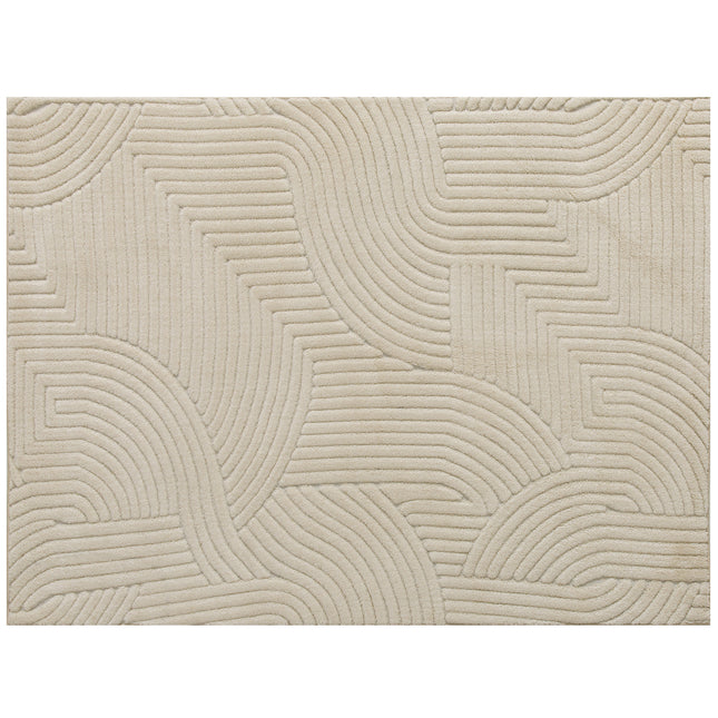Modern Geometric Rug, Thick Plush, Non-Slip, 200 x 140 cm – Cream, Living Room/Bedroom/Office