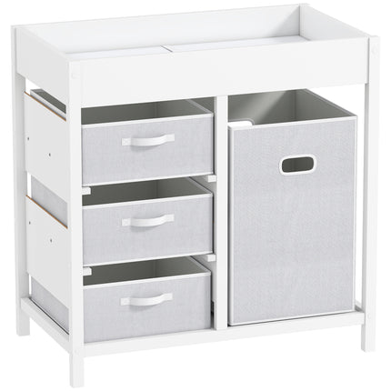 Baby Changing Unit with 4 Storage Drawers, Mat for Bedroom Nursery, 84 x 84.5 cm, White