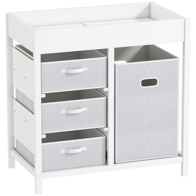 Baby Changing Unit with 4 Storage Drawers, Mat for Bedroom Nursery, 84 x 84.5 cm, White