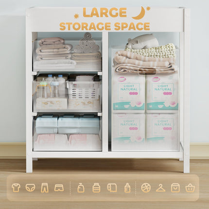 Baby Changing Unit with 4 Storage Drawers, Mat for Bedroom Nursery, 84 x 84.5 cm, White
