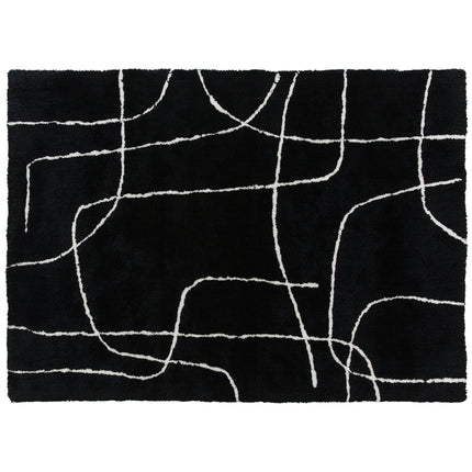 Modern Fluffy Area Rug, Geometric Pattern Washable Rug, Soft High Pile Floor Car