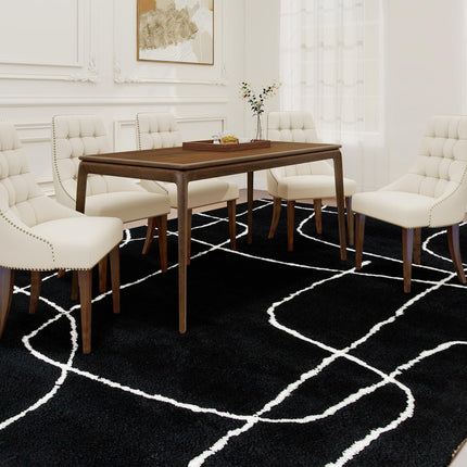 Modern Fluffy Area Rug, Geometric Pattern Washable Rug, Soft High Pile Floor Car