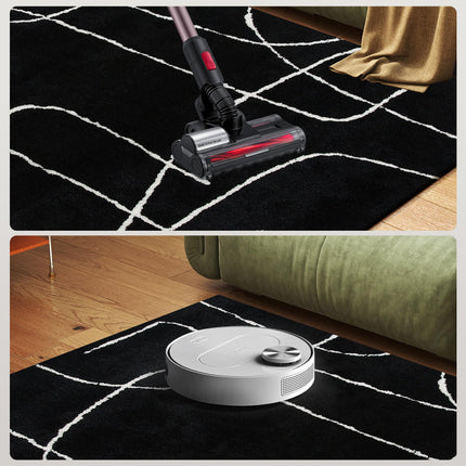 Modern Fluffy Area Rug, Geometric Pattern Washable Rug, Soft High Pile Floor Car