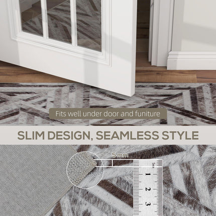 Modern Area Rug, Triangle Pattern Non-Slip Washable Rug, Chenille Floor Carpet for Living Room, Bedroom, Dining Room, Home Office, 230 x 160 cm, Brown