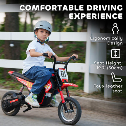 Kids Electric Motorbike 3 Gearboxes Speed Ride on Motorcycle with 41min Ranges - Red