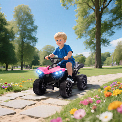 6V Kids ATV, 4 Wheeler Electric Ride on Car with Music and LED Headlights, for Ages 3-6 Years Boys and Girls, Pink