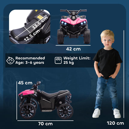 6V Kids ATV, 4 Wheeler Electric Ride on Car with Music and LED Headlights, for Ages 3-6 Years Boys and Girls, Pink