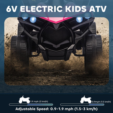 6V Kids ATV, 4 Wheeler Electric Ride on Car with Music and LED Headlights, for Ages 3-6 Years Boys and Girls, Pink