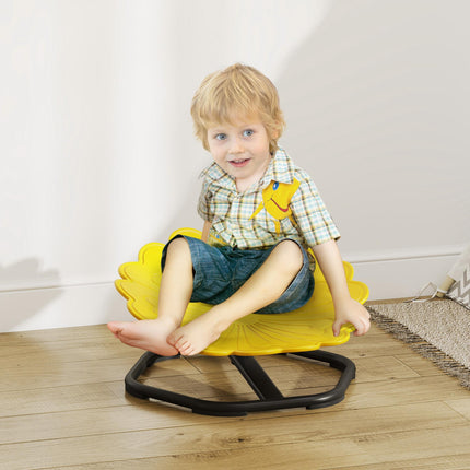 Flower-Shaped Sensory Spinning Chair with Non-Slip Base for Balance/Coordination, Yellow