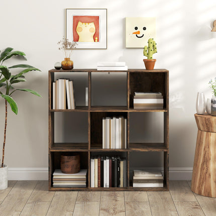 Nine-Cube Storage Shelf - Rustic Brown