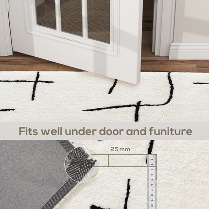 Modern Fluffy Area Rug, Geometric Pattern Washable Rug, Soft High Pile Floor Carpet for Living Room, Bedroom, Dining Room, Home Office, 170 x 120 cm, Cream