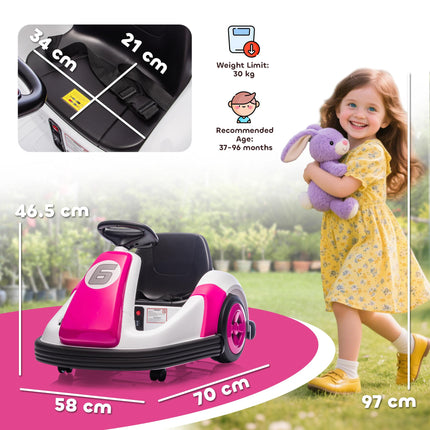 Kids Bumper Car with 360-Degree Rotation, 6V Electric Ride On Car with Music and Horn for 3-8 Years Old, Pink