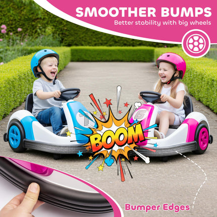 Kids Bumper Car with 360-Degree Rotation, 6V Electric Ride On Car with Music and Horn for 3-8 Years Old, Pink