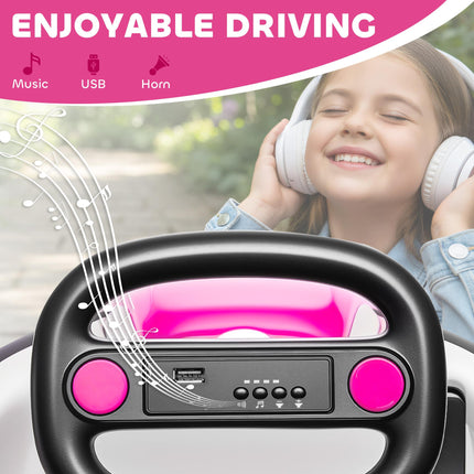 Kids Bumper Car with 360-Degree Rotation, 6V Electric Ride On Car with Music and Horn for 3-8 Years Old, Pink
