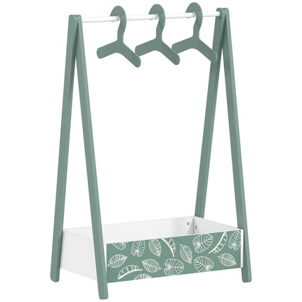 Baby Clothing Rack with Hangers, Storage Shelf for Bedroom, Leaf Theme, for Ages 3-6, Green