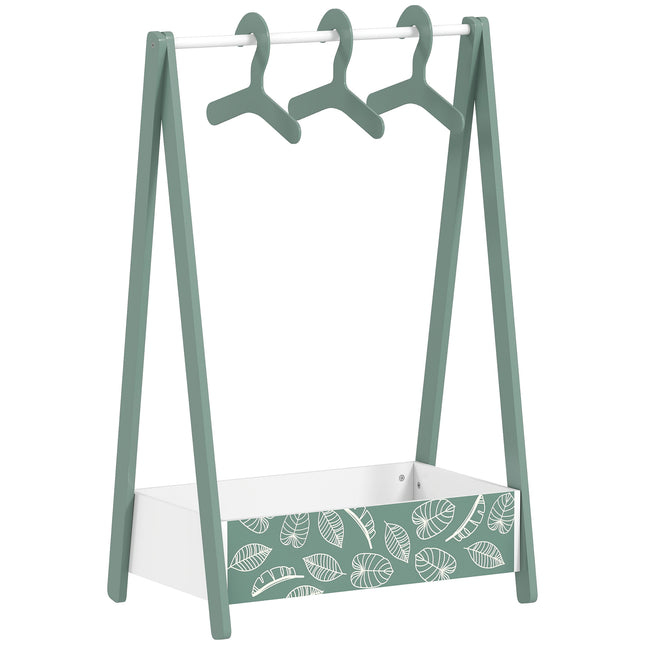 Baby Clothing Rack with Hangers, Storage Shelf for Bedroom, Leaf Theme, for Ages 3-6, Green
