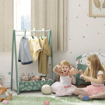Baby Clothing Rack with Hangers, Storage Shelf for Bedroom, Leaf Theme, for Ages 3-6, Green