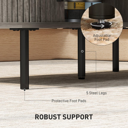 Coffee Table with Storage, Living Room Table with Slatted Tambour Sliding Doors and Foot Pads, Rectangular Coffee Table with Elevated Base for Living Room, Grey Wood-Effect