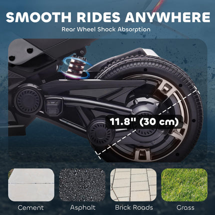 12V Kids Electric Ride On Car with 3 Wheeler, MP3 Player, Horn, 2 Speeds, LED Lights for Boys & Girls Ages 3-8, Black