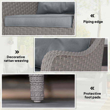 Rattan Garden Chairs Set of 2, Outdoor Rattan Chairs with Cushions, Armrests and