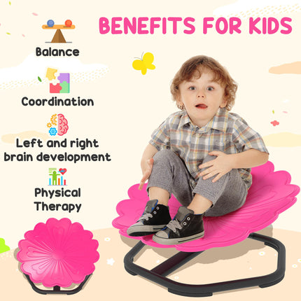 Flower-Shaped Sensory Spinning Chair with Non-Slip Base for Balance/Coordination, Pink