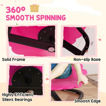 Flower-Shaped Sensory Spinning Chair with Non-Slip Base for Balance/Coordination, Pink