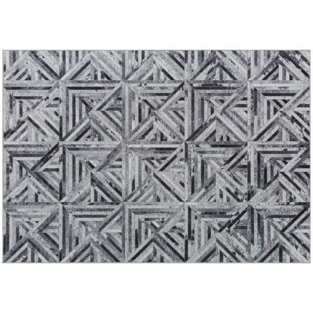 Modern Area Rug, Triangle Pattern Non-Slip Washable Rug Chenille Floor Carpet