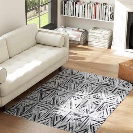 Modern Area Rug, Triangle Pattern Non-Slip Washable Rug Chenille Floor Carpet