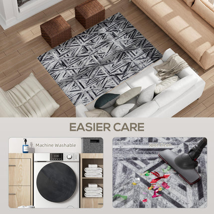 Modern Area Rug, Triangle Pattern Non-Slip Washable Rug Chenille Floor Carpet