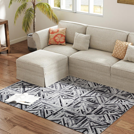 Modern Area Rug, Triangle Pattern Non-Slip Washable Rug Chenille Floor Carpet