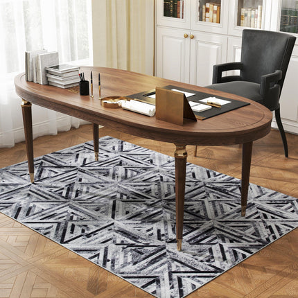 Modern Area Rug, Triangle Pattern Non-Slip Washable Rug Chenille Floor Carpet