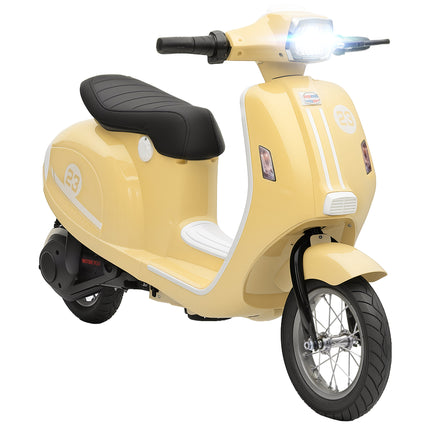 24V Kids Electric Motorbike, Ride on Motorcycle with Manual Throttle, Brakes and LED Lights for Ages 8-12 Years, Beige