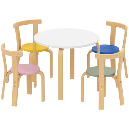 5 Piece Kids Table and Chairs Set, Wooden Toddler Table and Chairs Set for Nursery, Playroom, Classroom, for 3-8 Years