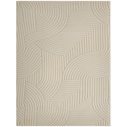 Modern Geometric Rug, Thick Plush, Non-Slip, 160 x 120 cm – Cream, Living Room/Bedroom/Office