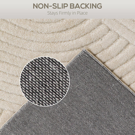 Modern Geometric Rug, Thick Plush, Non-Slip, 160 x 120 cm – Cream, Living Room/Bedroom/Office