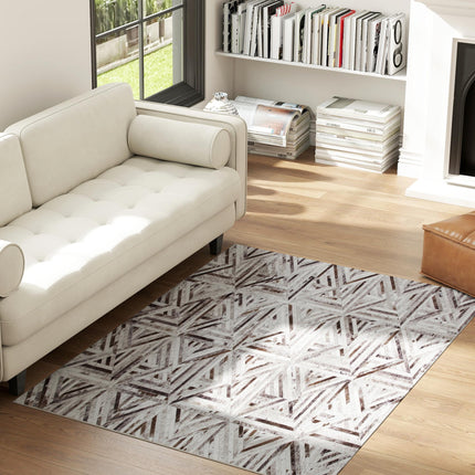 Modern Area Rug, Triangle Pattern Non-Slip Washable Rug, Chenille Floor Carpet